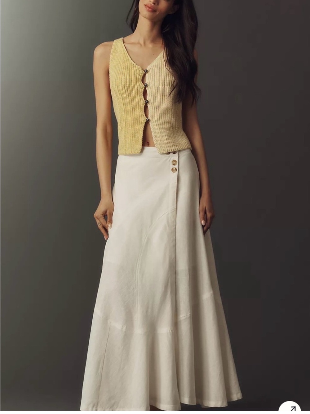 Anthropologie Olivette Linen Cotton Maxi Skirt